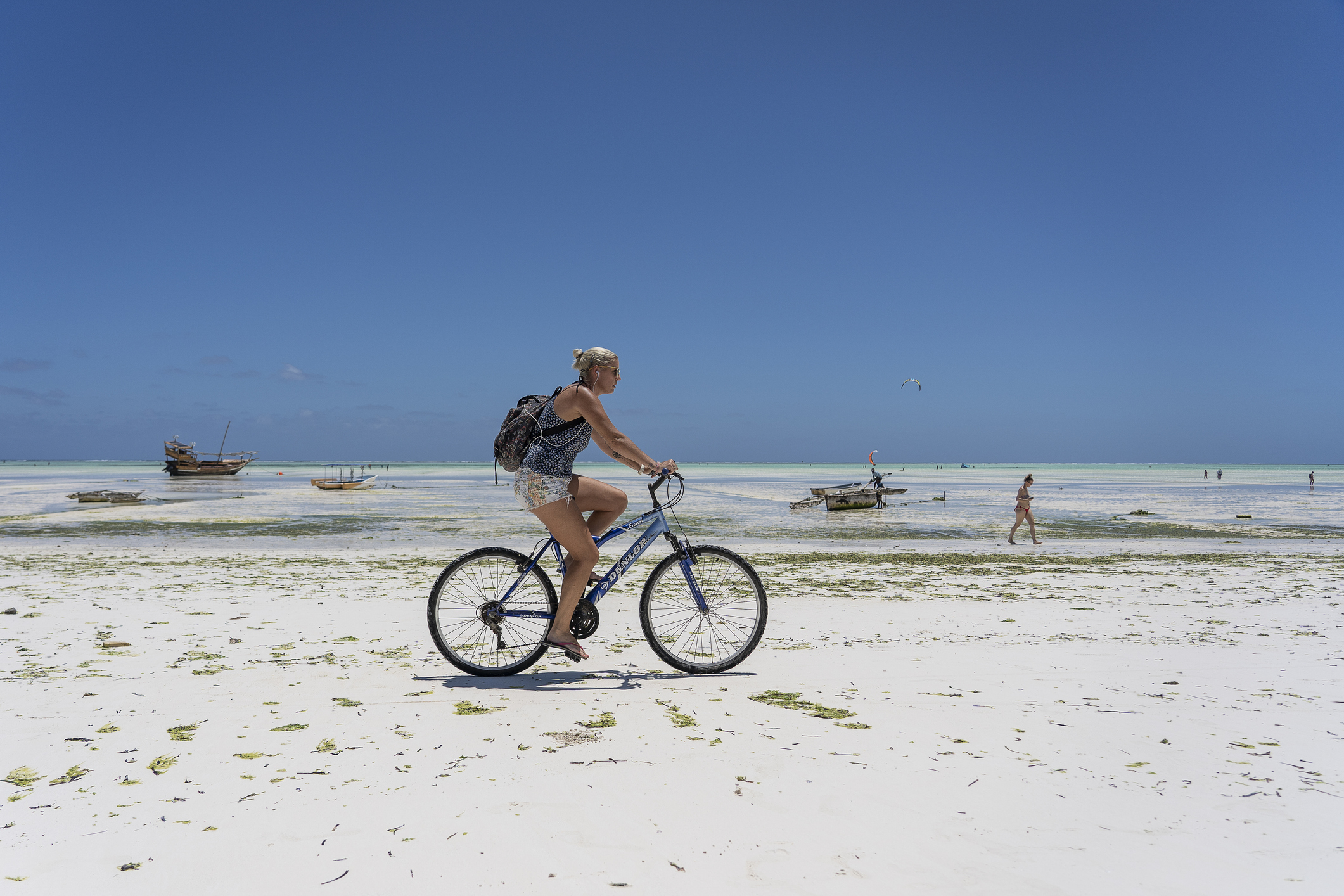 Biking on Tanzanian beach